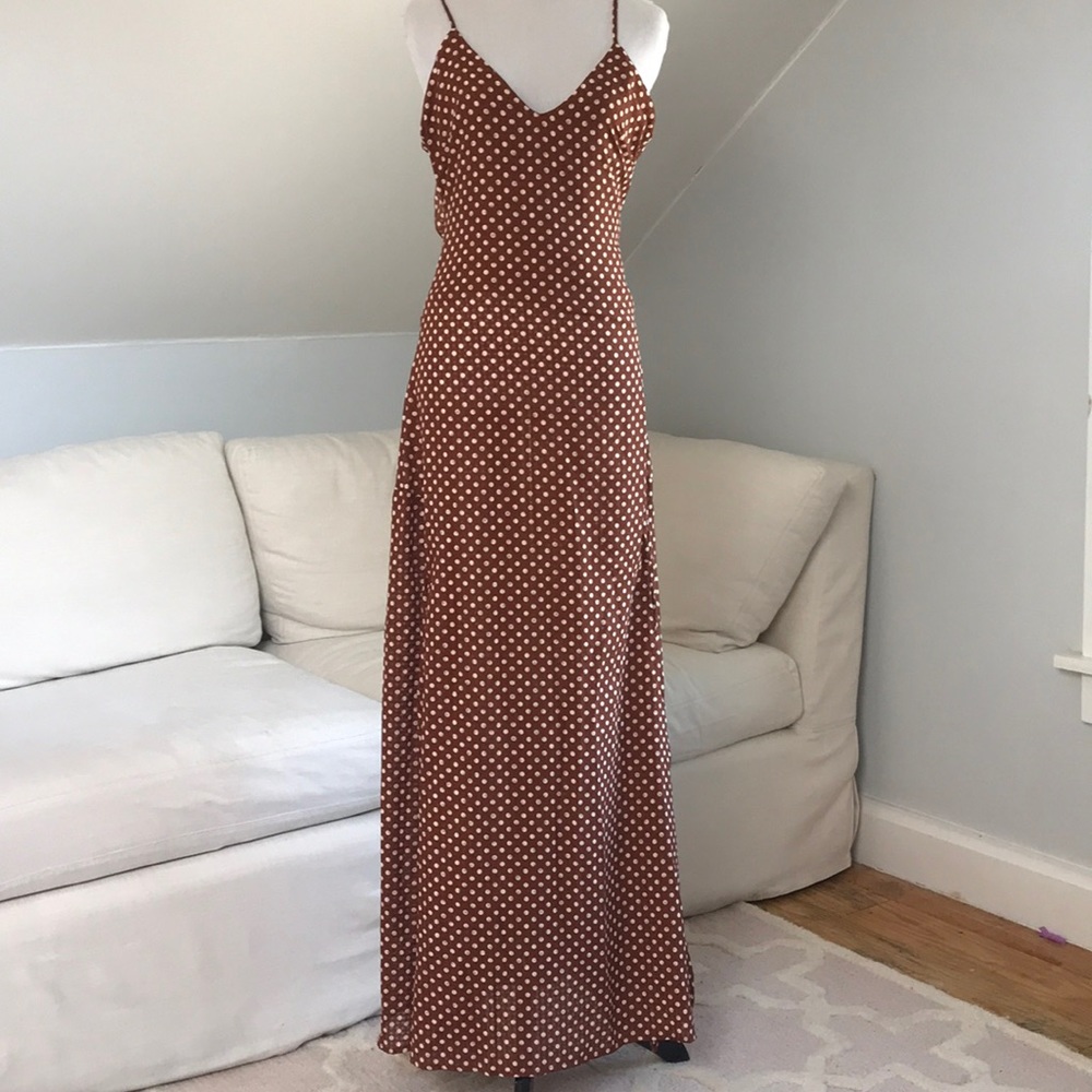 Fanco Maxi Polka Dot Dress Front Slit